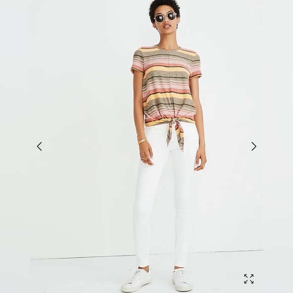 Madewell Texture & Thread Modern Tie-Front Top in Kieran Stripe Size Medium - Picture 3 of 12